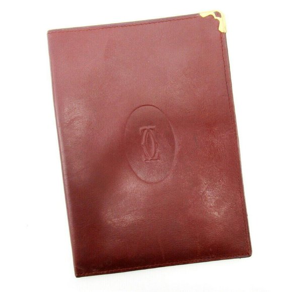 AUTH Cartier Passport Case Mastline Bordeaux Leather - Picture 1 of 6